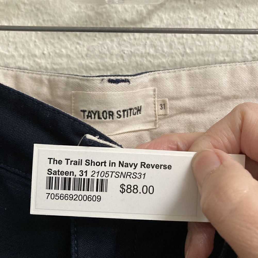 Taylor Stitch Trail Short In Navy Reverse Sateen Mens Retro Organic Cotton NEW - Picture 11 of 13